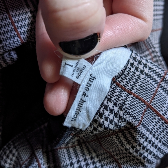 June & Hudson Glen Plaid High Waisted Pants Straight Leg Francesca's Tan Size 1 - Picture 12 of 12